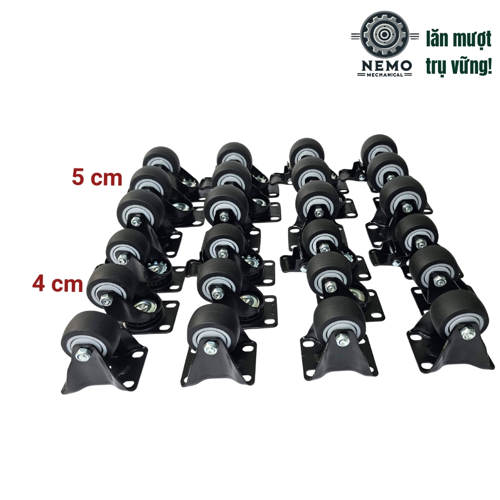 Bánh xe TPR chống ồn, có bạc đạn, tải cao dùng cho xe đẩy di chuyển không gây ồn